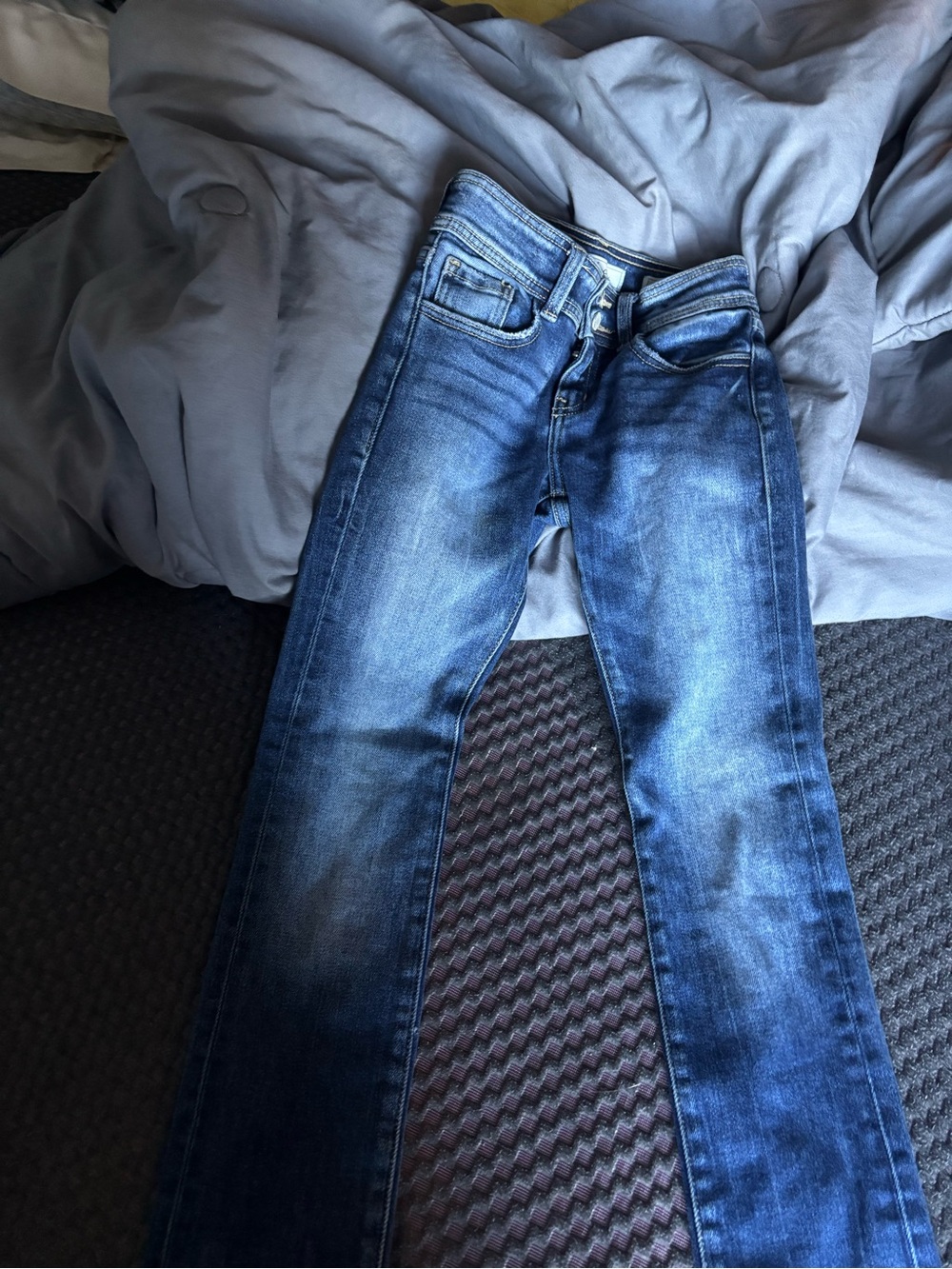 Girls Blue Washed Straight-Leg Jeans